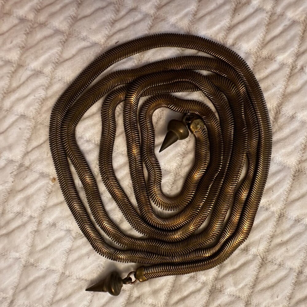 Vintage Marjorie Baer Brass Lariat Necklace